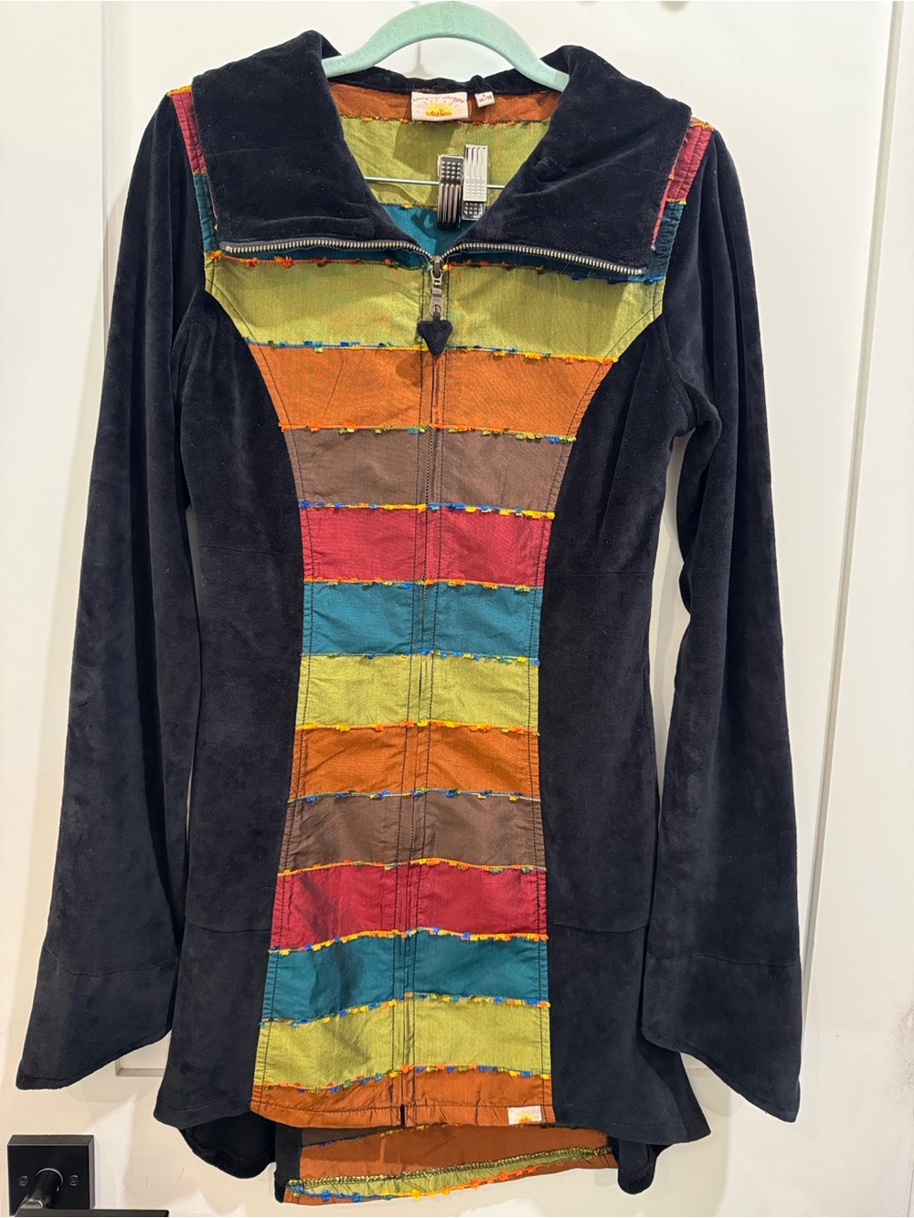 Chapati Design Color Block Hooded Jacket Size Small